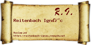 Reitenbach Ignác névjegykártya