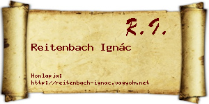 Reitenbach Ignác névjegykártya